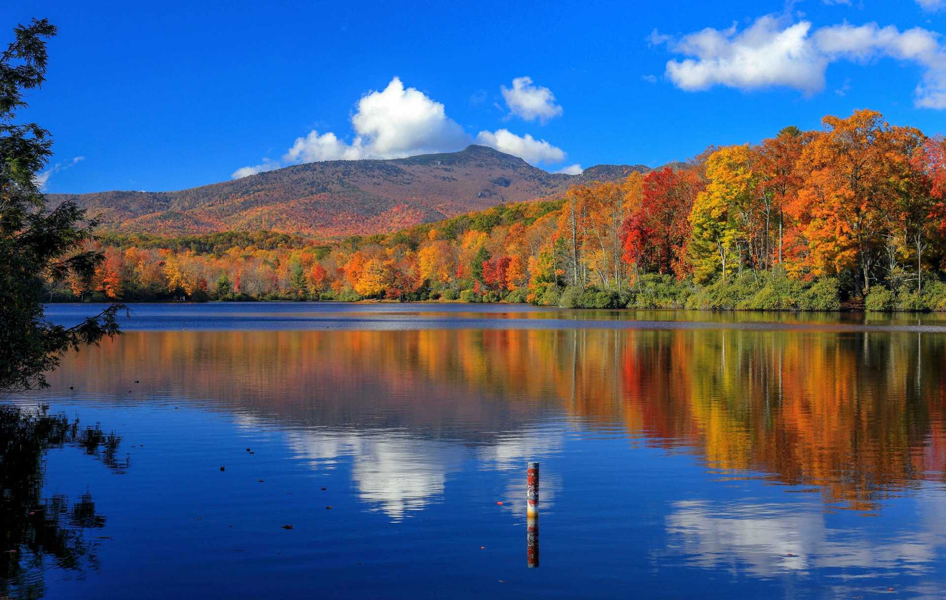 Autumn Colors At Price Lake, Located Along The Blue Ridge Parkway