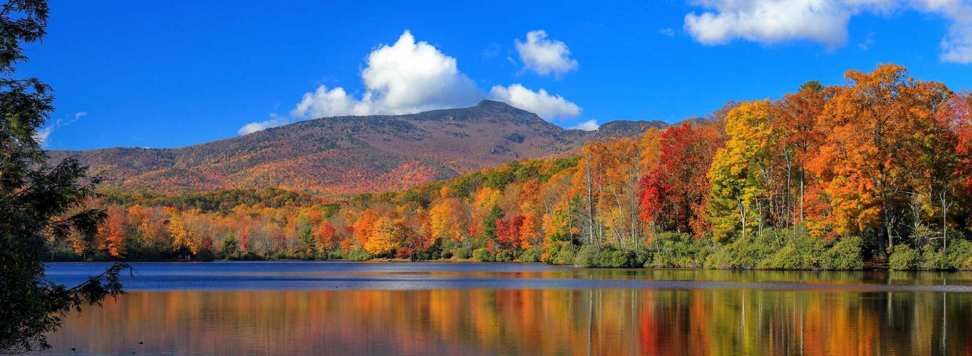 Autumn Colors At Price Lake, Located Along The Blue Ridge Parkway